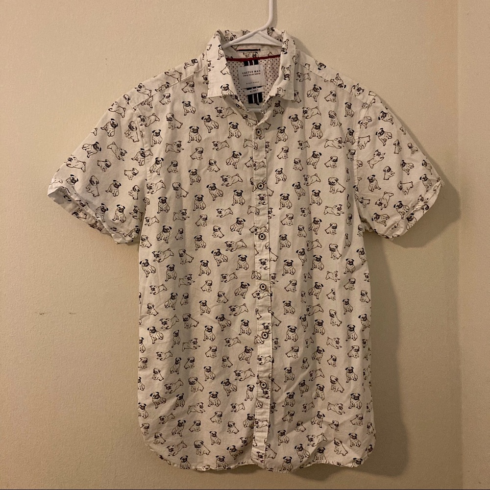 Men’s button up pug shirt
